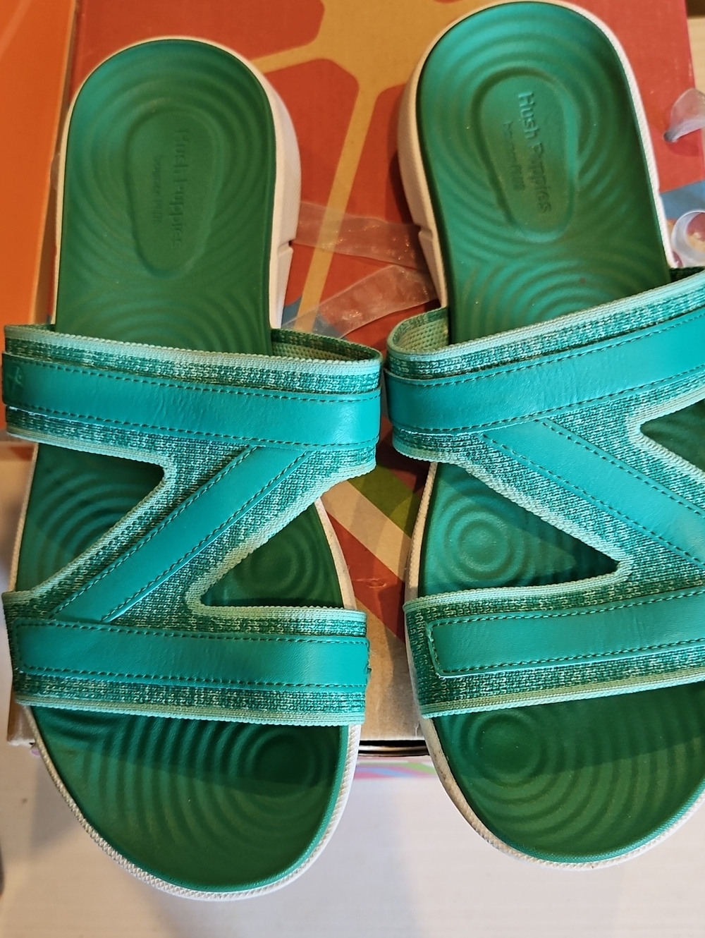 Hush Puppies Teal Green  Slide Sandals Size 10